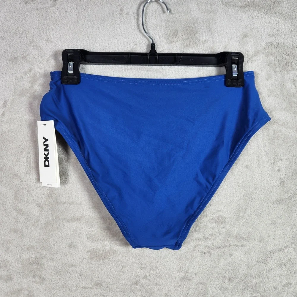 DKNY‎ Bikini Bottom Womens Small Blue High Waist Swimsuit Swimwear Resort Beach
